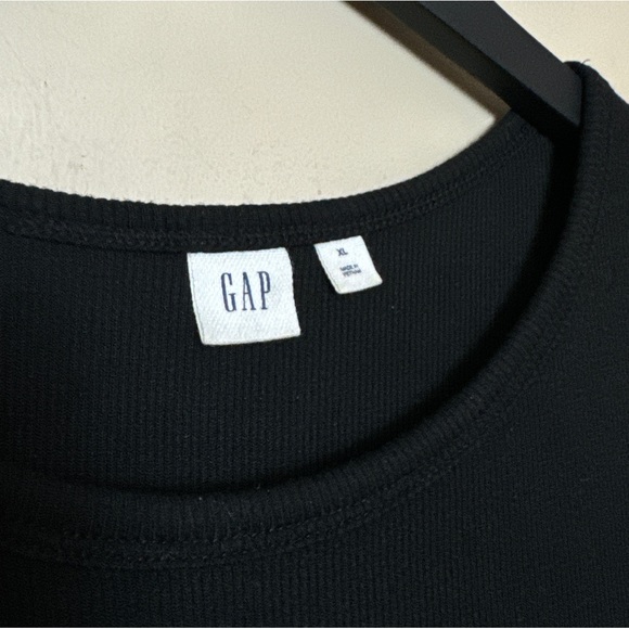 GAP - Black Midi rib-knit Dress with short sleeves. Lined. LARGE & XL - Picture 11 of 12